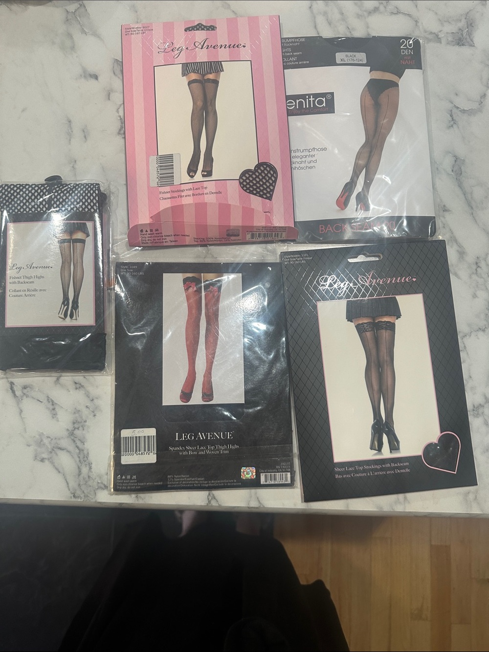Leg Avenue and Yenita Stockings Collection. 5 pairs